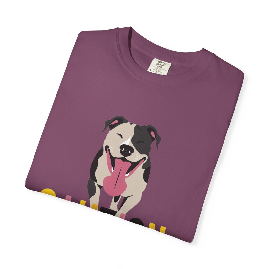 Berry — Folded | Pitbull 'Caution: Will Lick' Garment-Dyed Tee