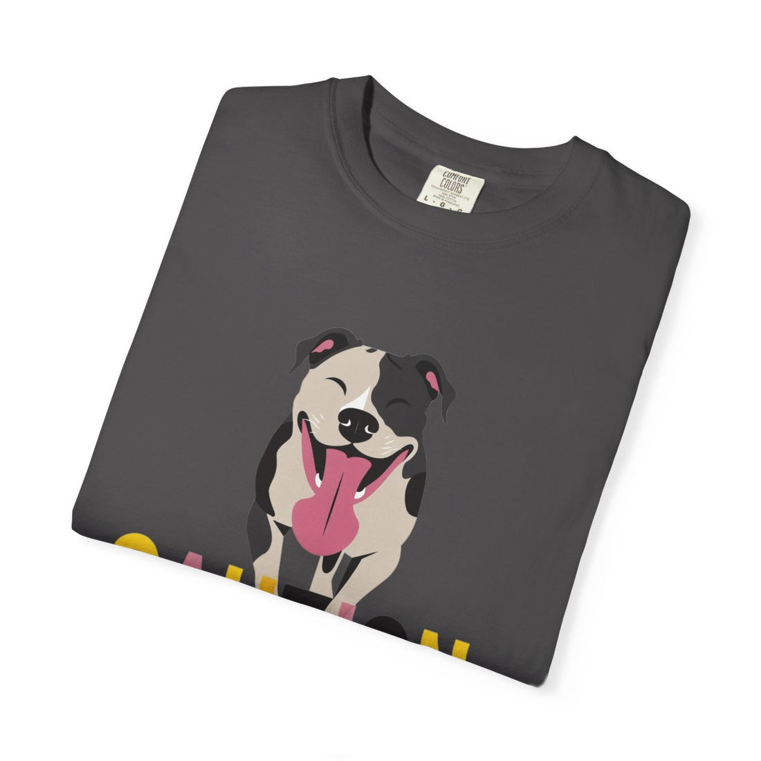 Graphite — Folded | Pitbull 'Caution: Will Lick' Garment-Dyed Tee
