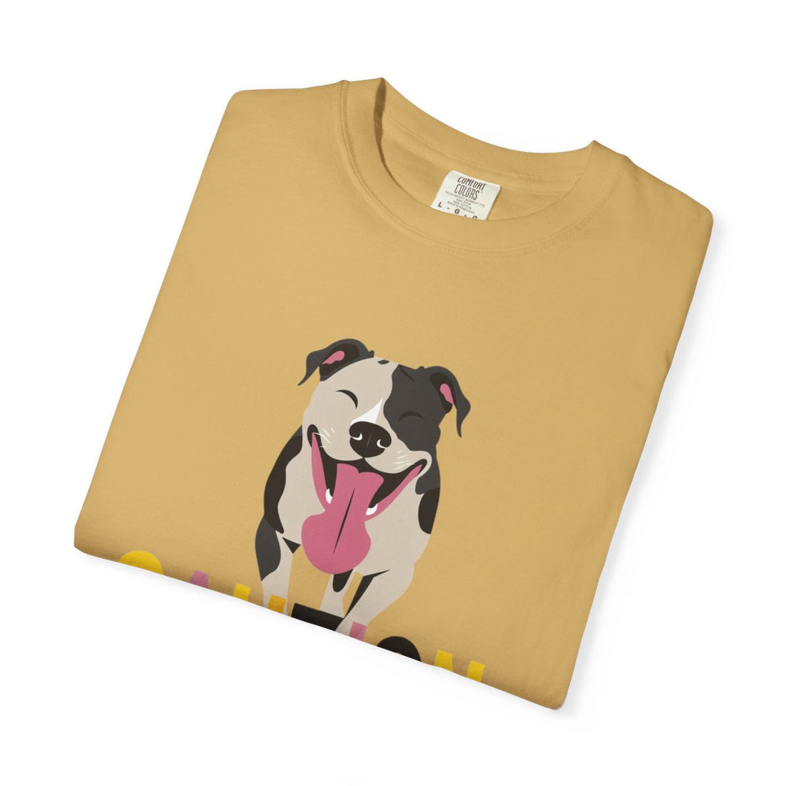 Mustard — Folded | Pitbull 'Caution: Will Lick' Garment-Dyed Tee