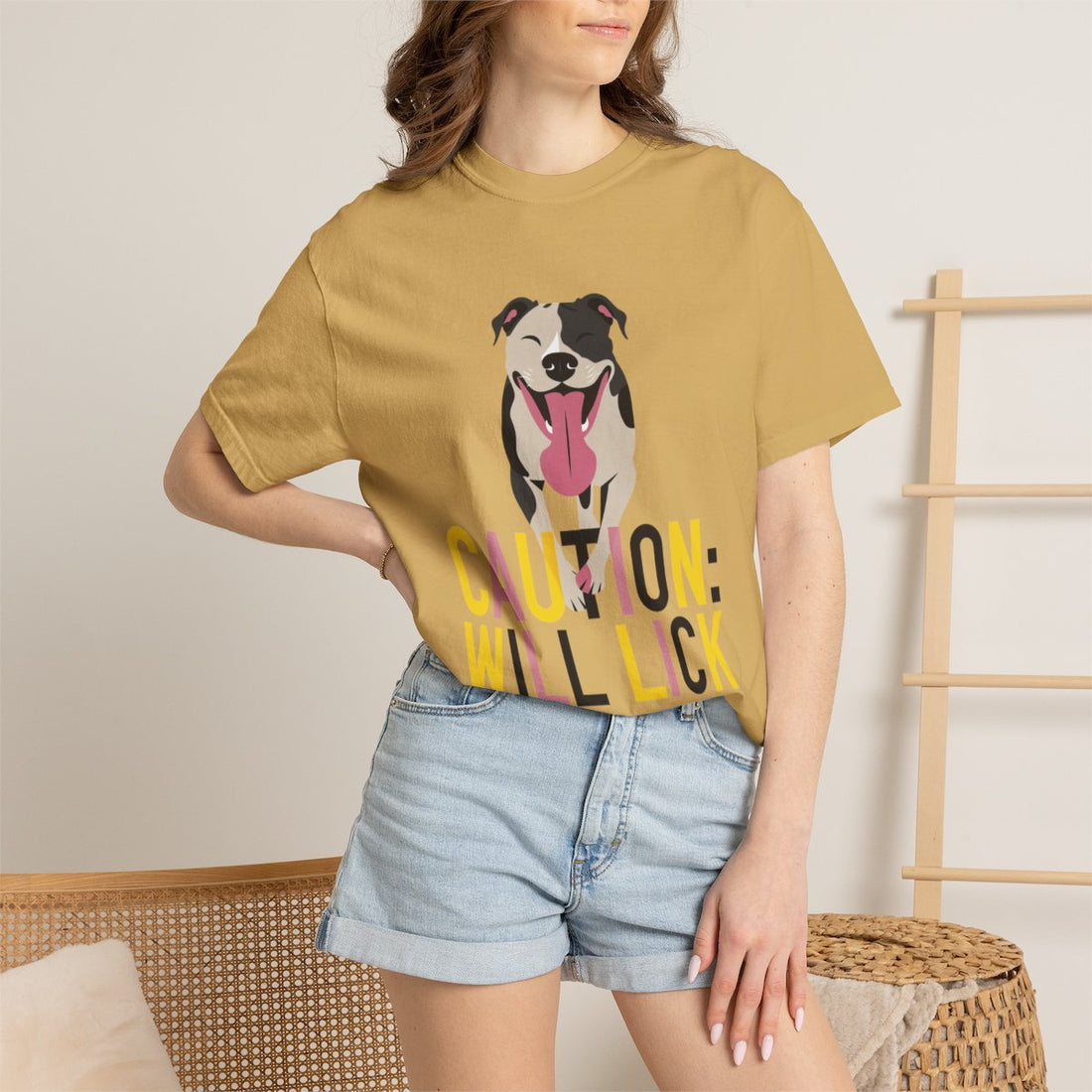 Mustard — Lifestyle | Pitbull 'Caution: Will Lick' Garment-Dyed Tee