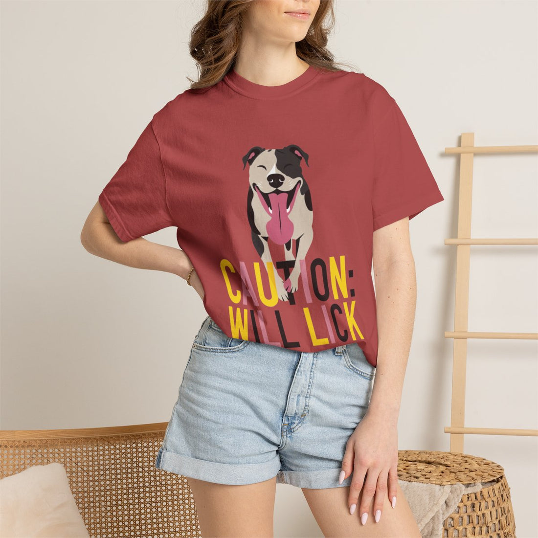 Crimson — Lifestyle | Pitbull 'Caution: Will Lick' Garment-Dyed Tee