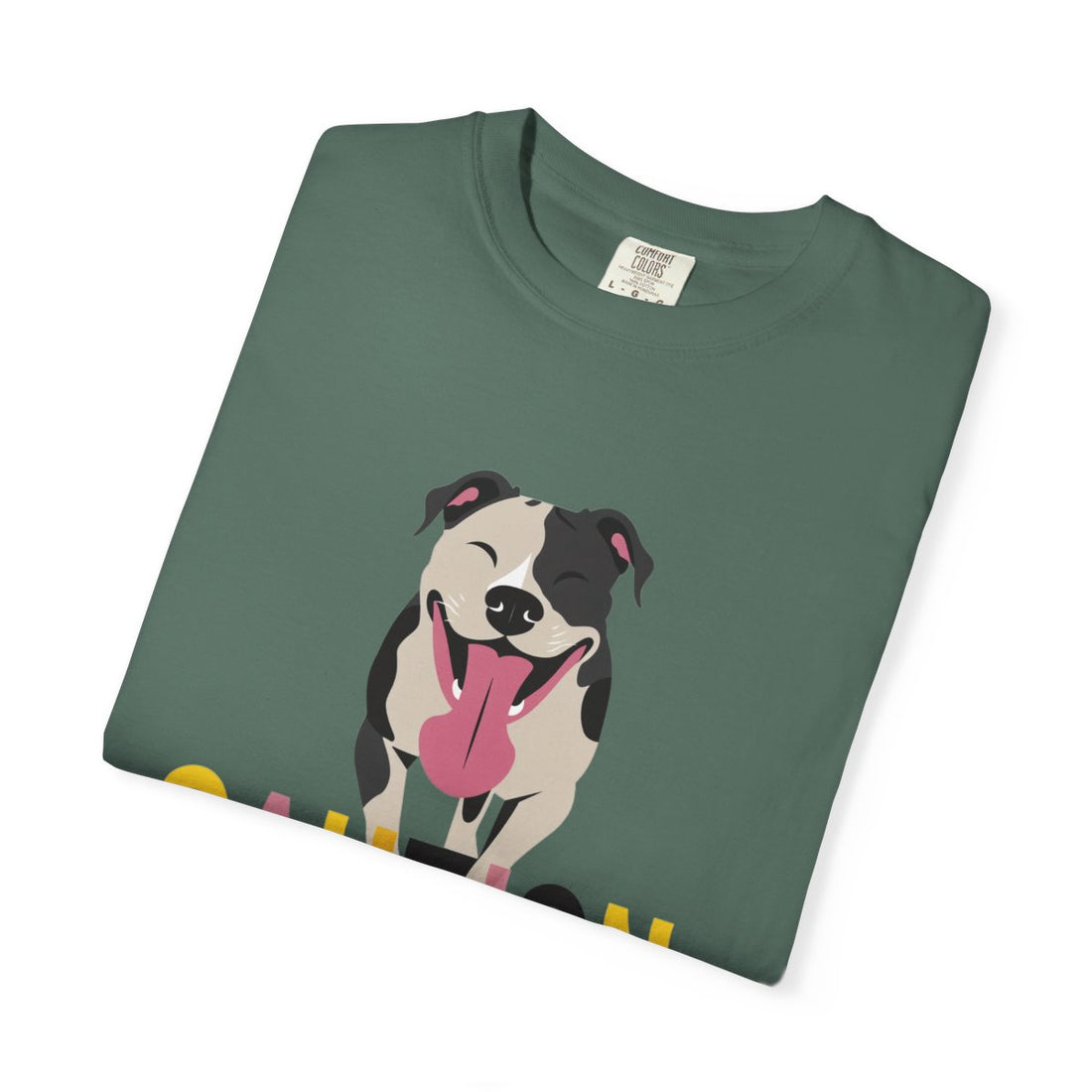 Blue Spruce — Folded | Pitbull 'Caution: Will Lick' Garment-Dyed Tee