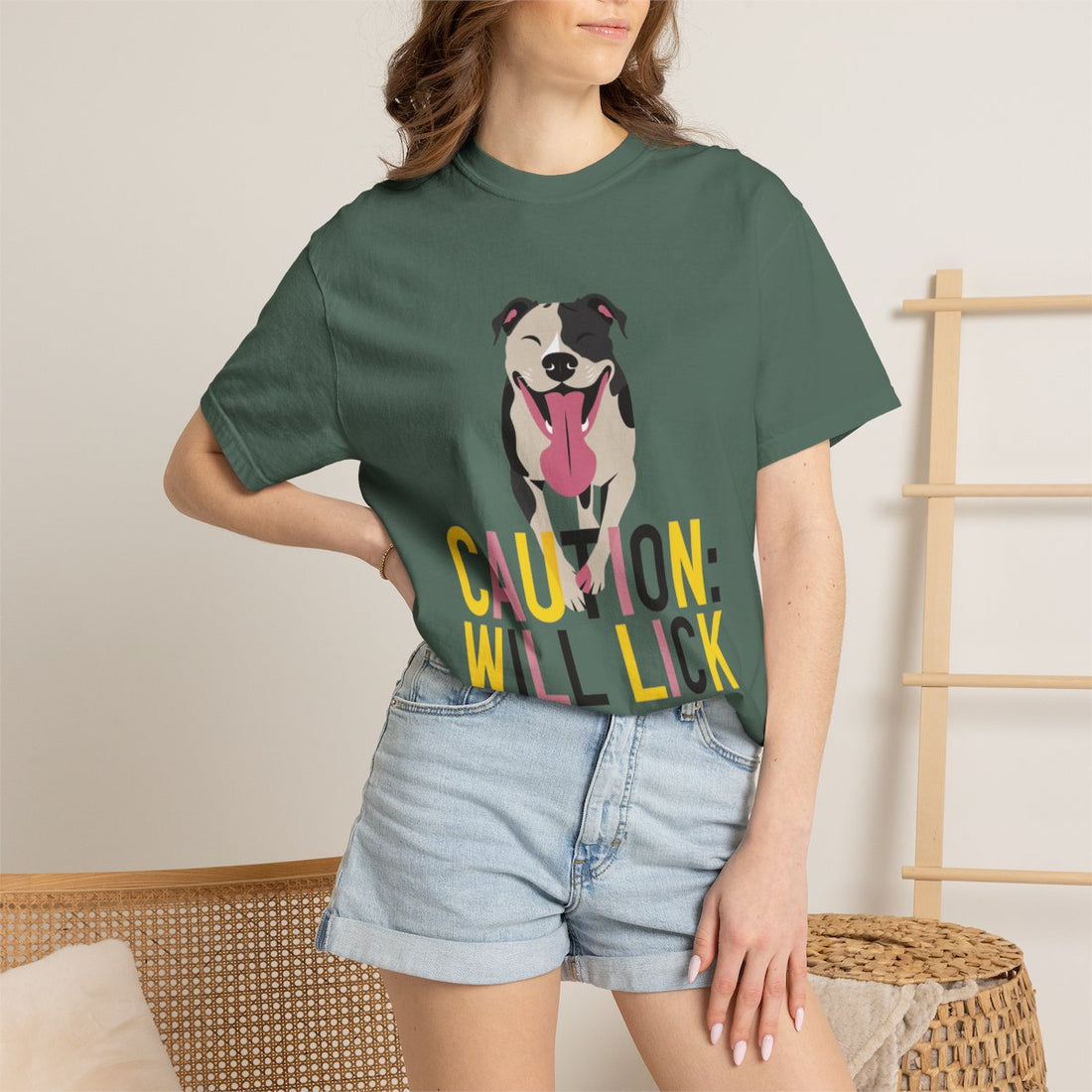 Blue Spruce — Lifestyle | Pitbull 'Caution: Will Lick' Garment-Dyed Tee