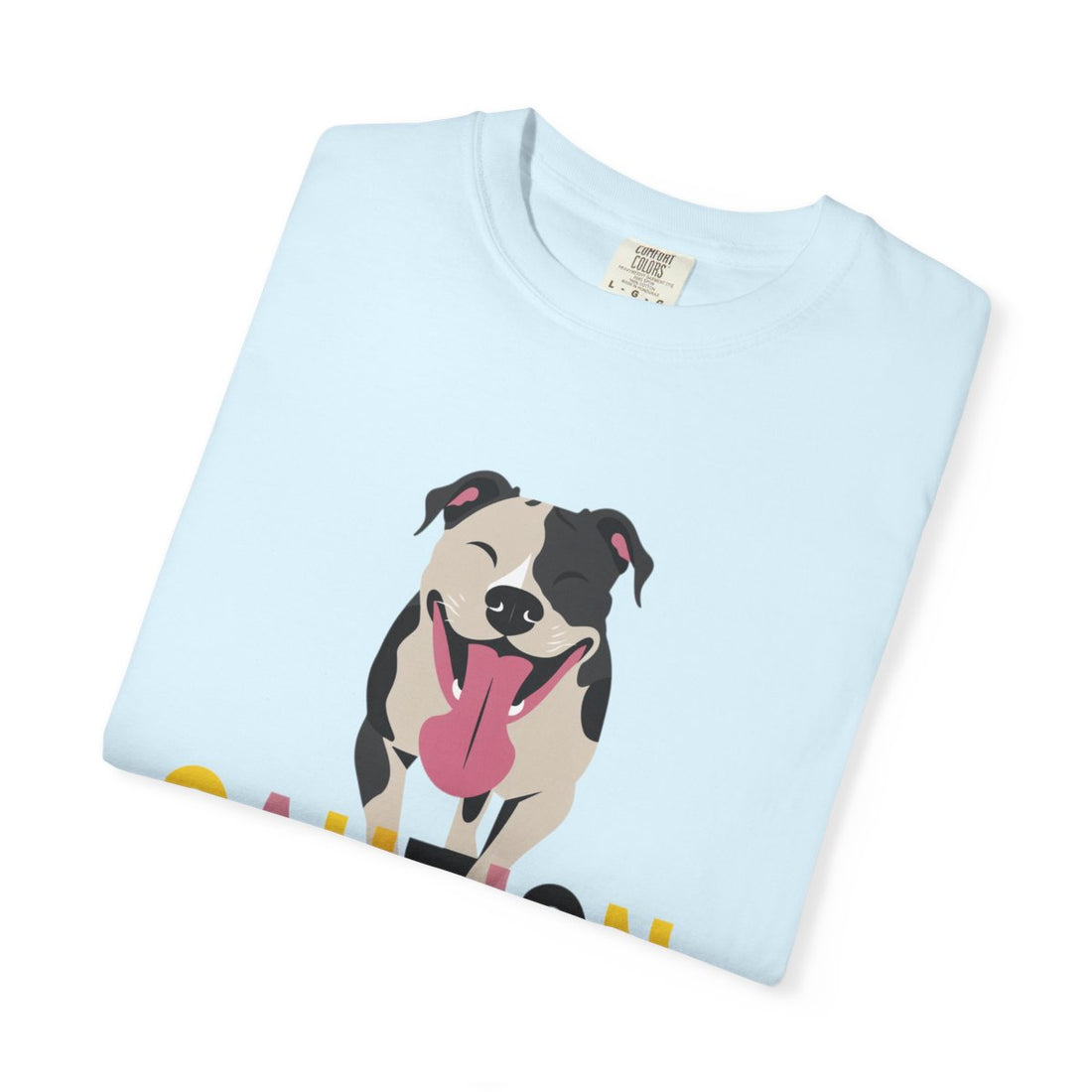 Chambray — Folded | Pitbull 'Caution: Will Lick' Garment-Dyed Tee