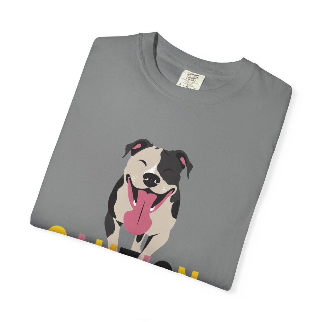 Grey — Folded | Pitbull 'Caution: Will Lick' Garment-Dyed Tee