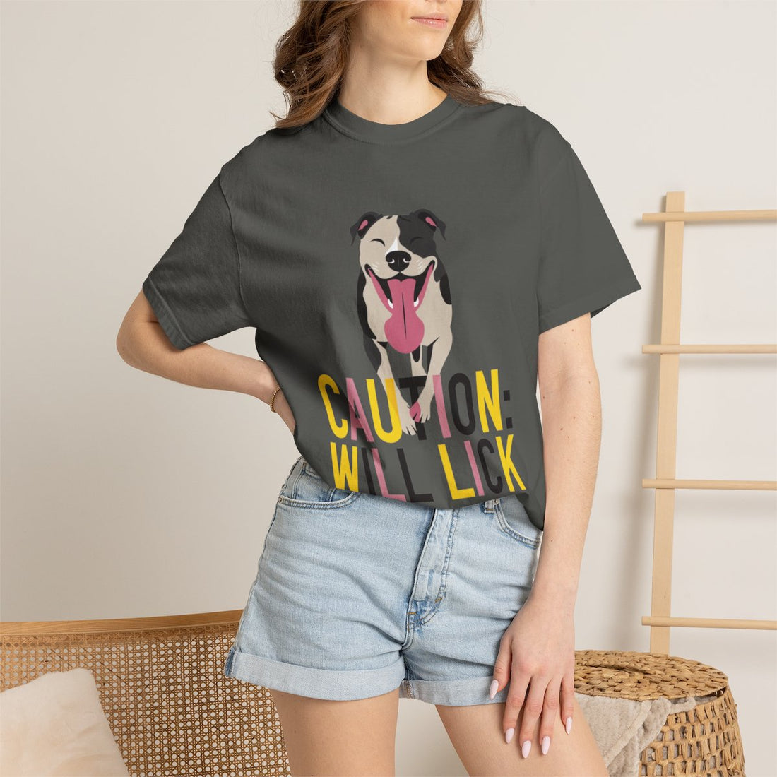 Pepper — Lifestyle | Pitbull 'Caution: Will Lick' Garment-Dyed Tee