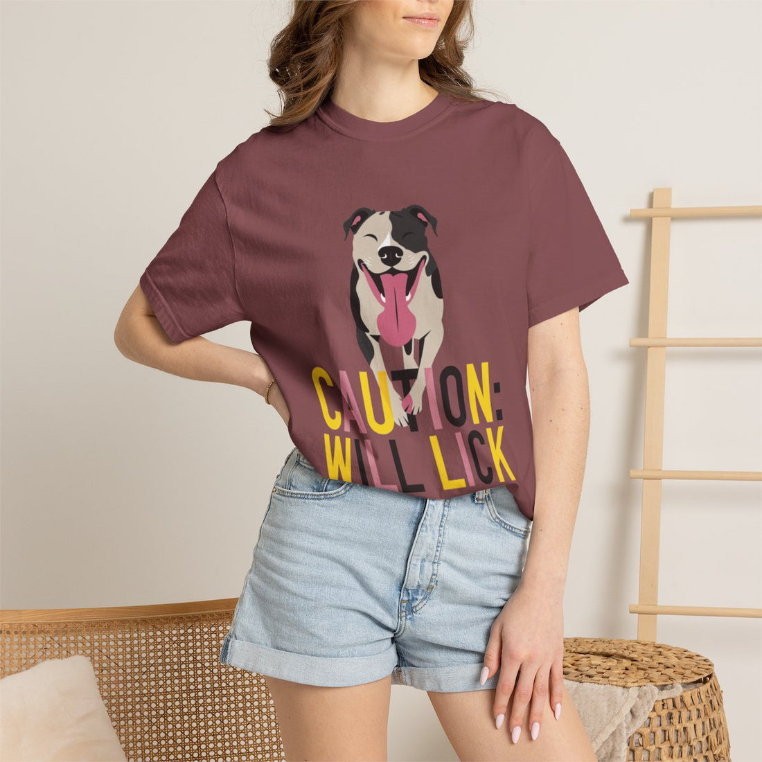 Brick — Lifestyle | Pitbull 'Caution: Will Lick' Garment-Dyed Tee
