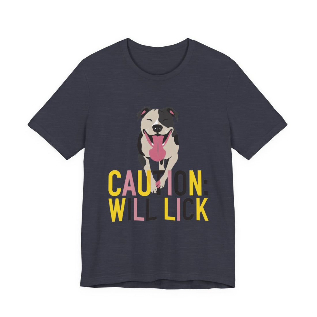 Heather Midnight Navy — Front | Pitbull 'Caution: Will Lick' Tee
