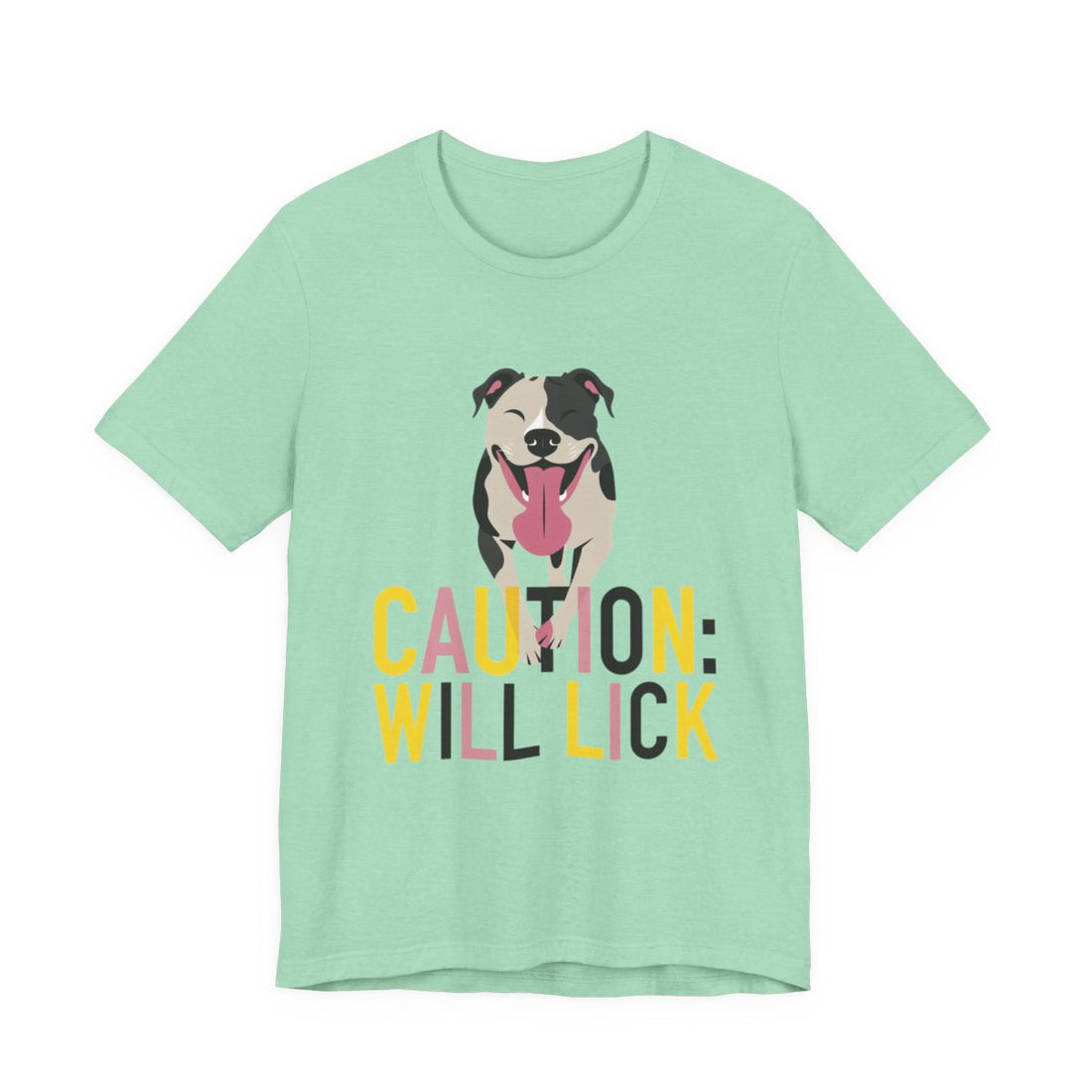 Heather Mint — Front | Pitbull 'Caution: Will Lick' Tee
