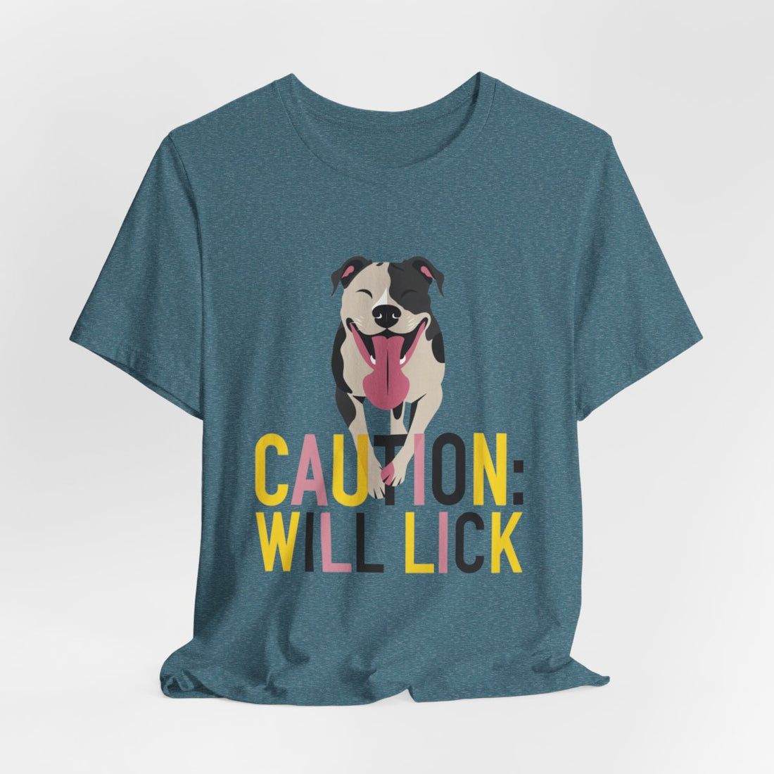 Heather Deep Teal — Hanging | Pitbull 'Caution: Will Lick' Tee