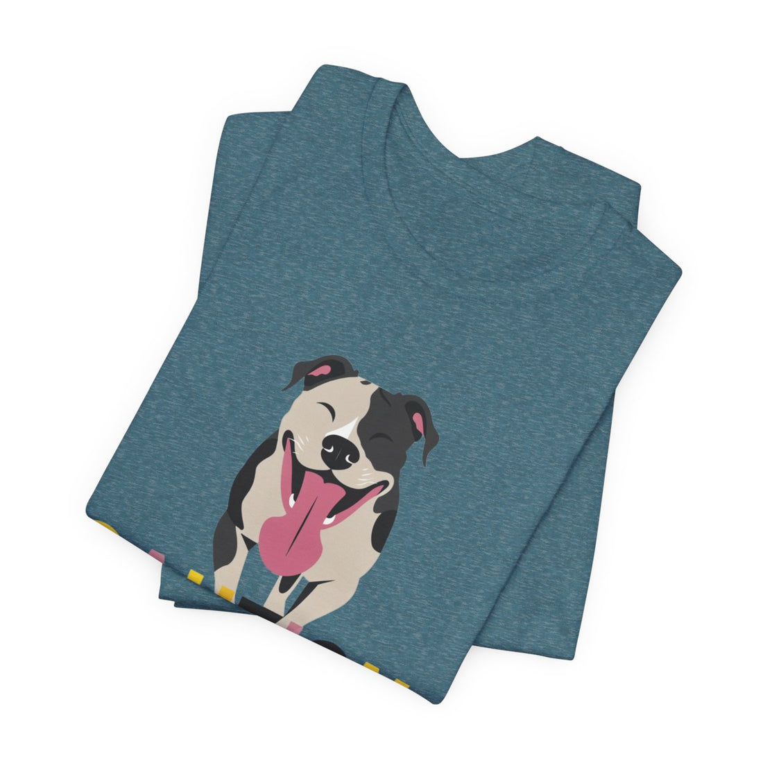 Heather Deep Teal — Folded | Pitbull 'Caution: Will Lick' Tee