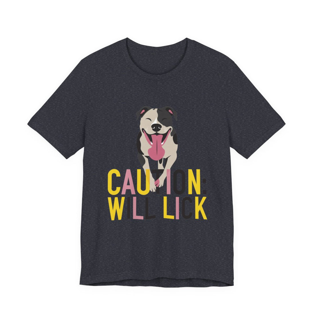 Heather Navy — Front | Pitbull 'Caution: Will Lick' Tee