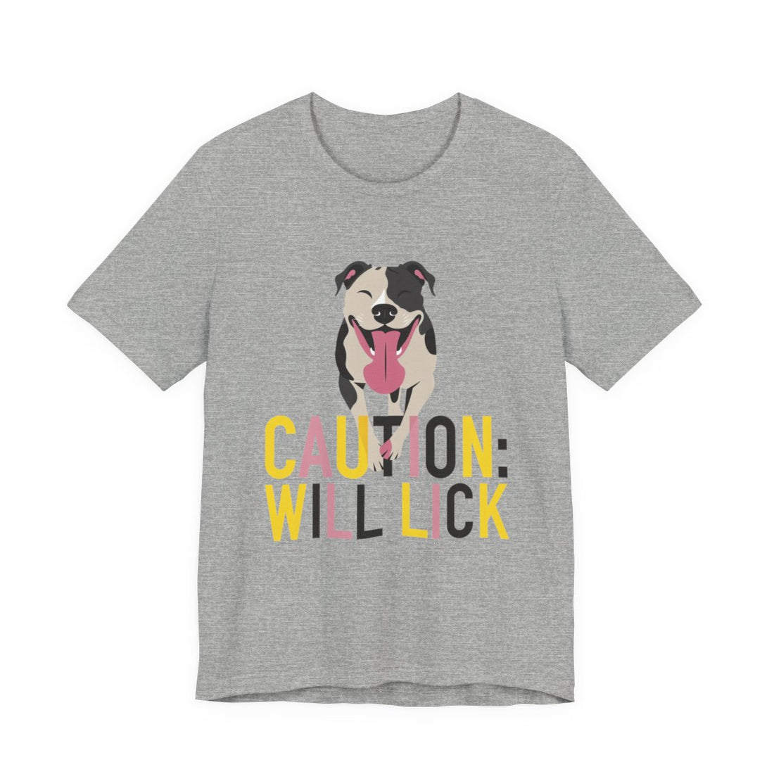 Athletic Heather — Front | Pitbull 'Caution: Will Lick' Tee