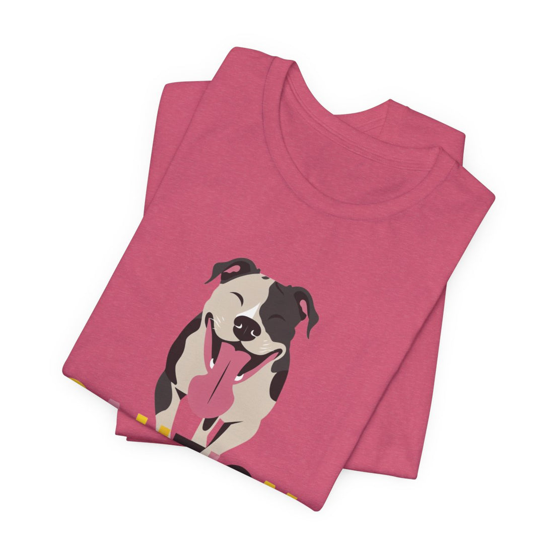 Heather Raspberry — Folded | Pitbull 'Caution: Will Lick' Tee