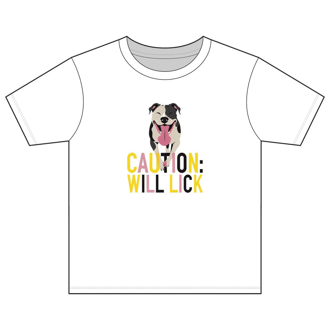 White — Front | Pitbull 'Caution: Will Lick' Youth Tee