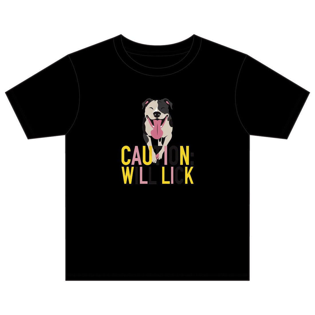 Black — Front | Pitbull 'Caution: Will Lick' Youth Tee