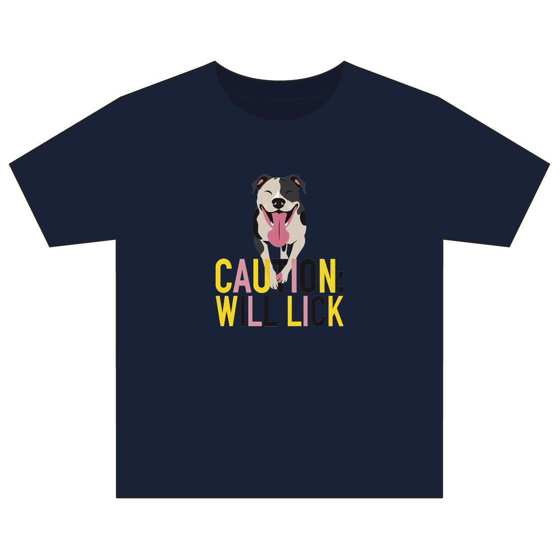 Navy — Front | Pitbull 'Caution: Will Lick' Youth Tee