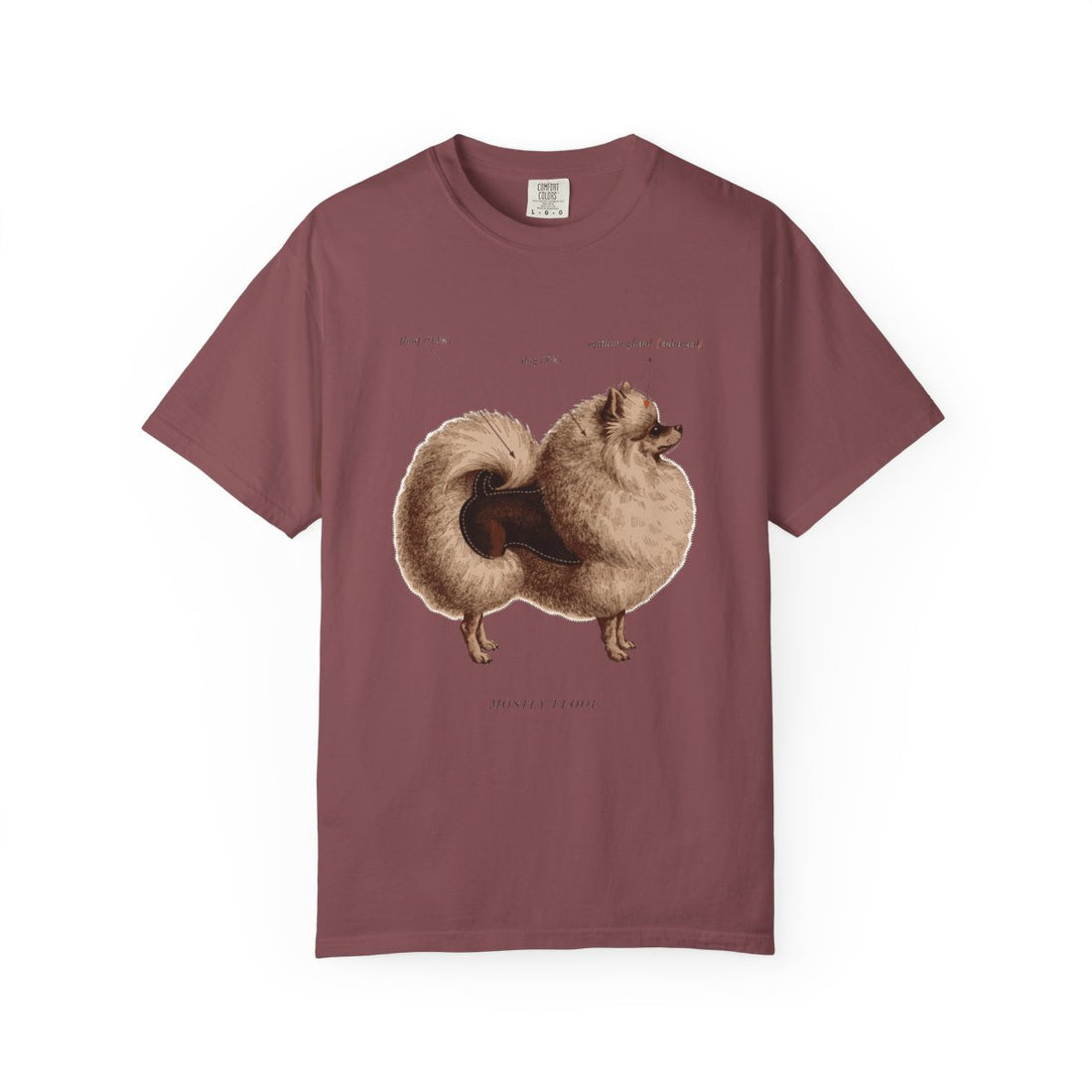 Brick — Front | Pomeranian 'Mostly Floof' Garment-Dyed Tee