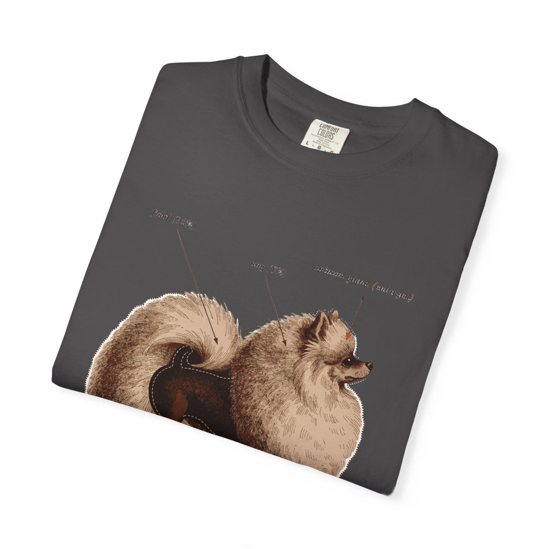 Graphite — Folded | Pomeranian 'Mostly Floof' Garment-Dyed Tee