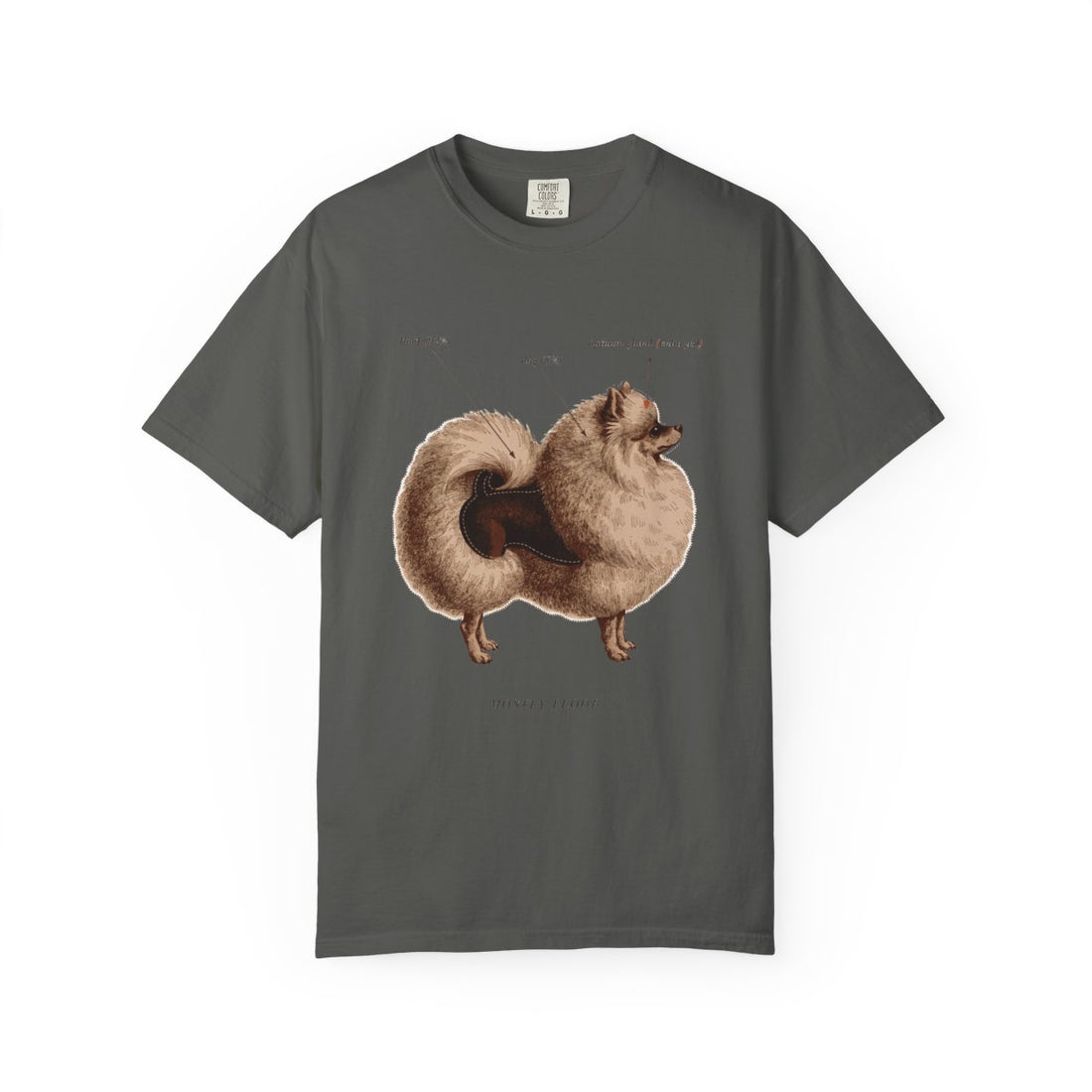 Pepper — Front | Pomeranian 'Mostly Floof' Garment-Dyed Tee