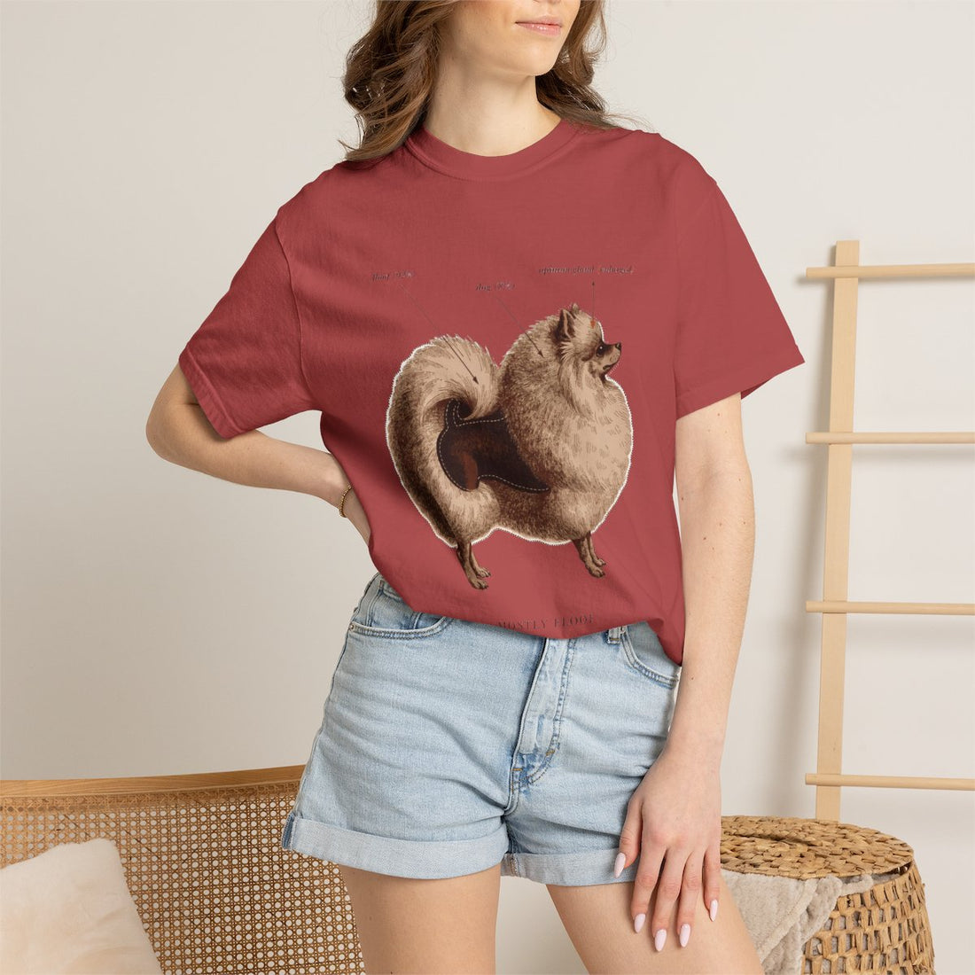 Crimson — Lifestyle | Pomeranian 'Mostly Floof' Garment-Dyed Tee
