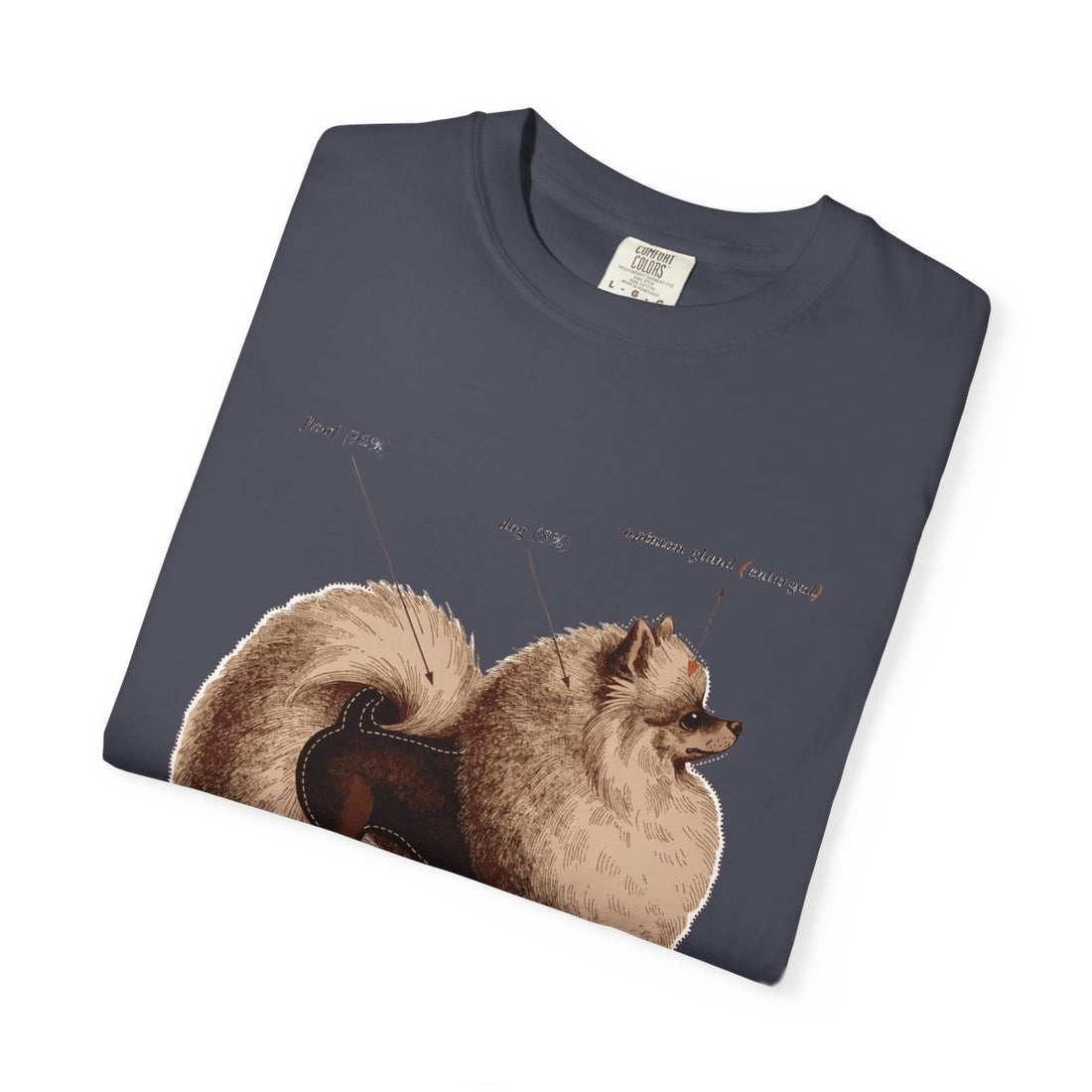 Navy — Folded | Pomeranian 'Mostly Floof' Garment-Dyed Tee
