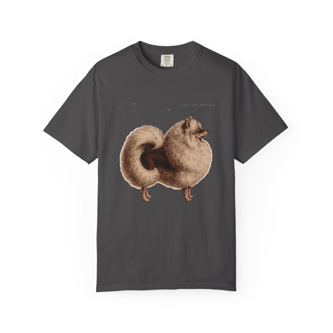 Graphite — Front | Pomeranian 'Mostly Floof' Garment-Dyed Tee
