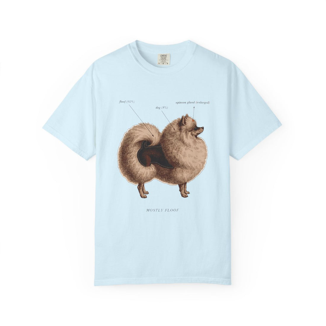 Chambray — Front | Pomeranian 'Mostly Floof' Garment-Dyed Tee