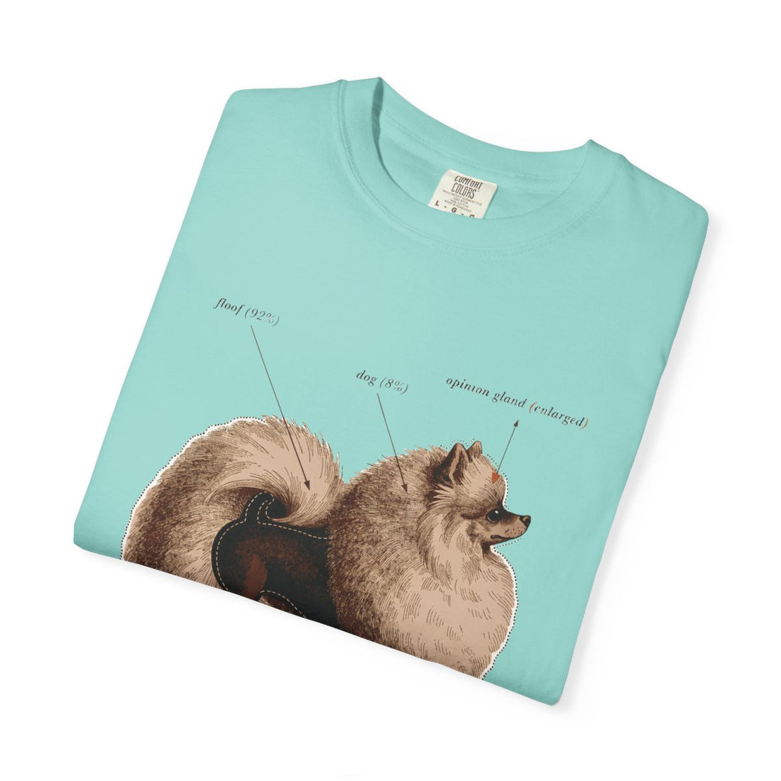 Chalky Mint — Folded | Pomeranian 'Mostly Floof' Garment-Dyed Tee