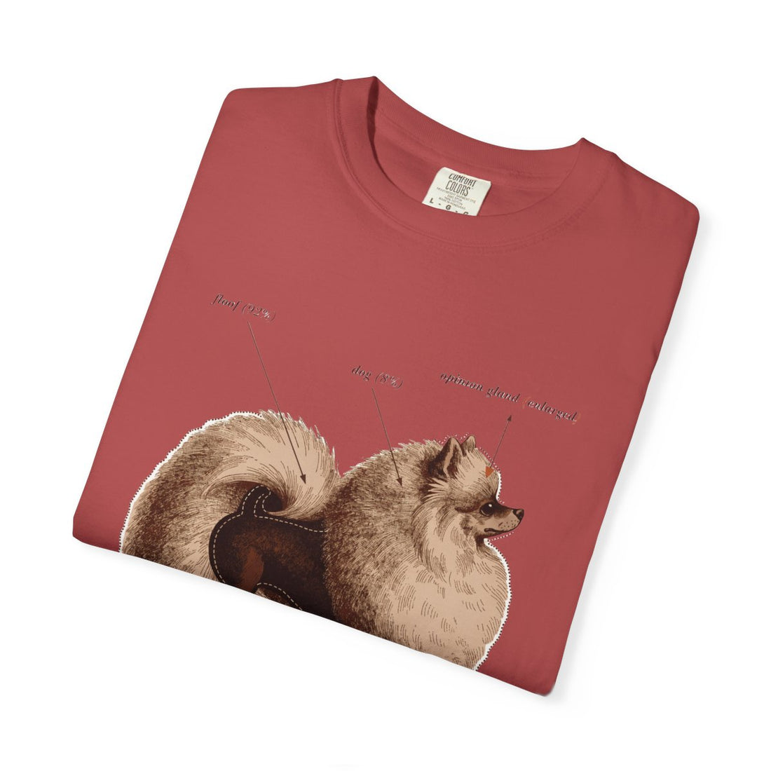 Crimson — Folded | Pomeranian 'Mostly Floof' Garment-Dyed Tee