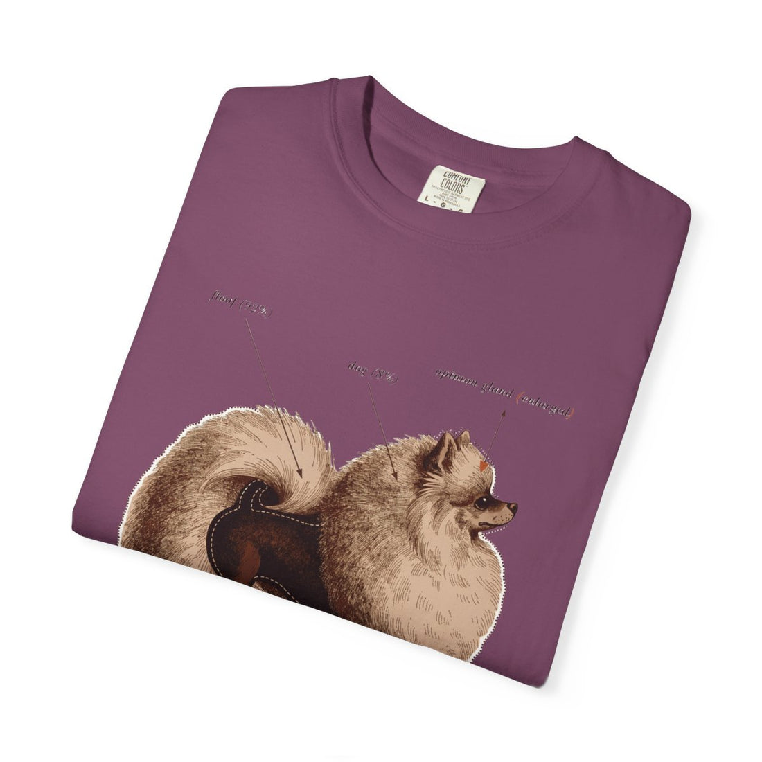 Berry — Folded | Pomeranian 'Mostly Floof' Garment-Dyed Tee