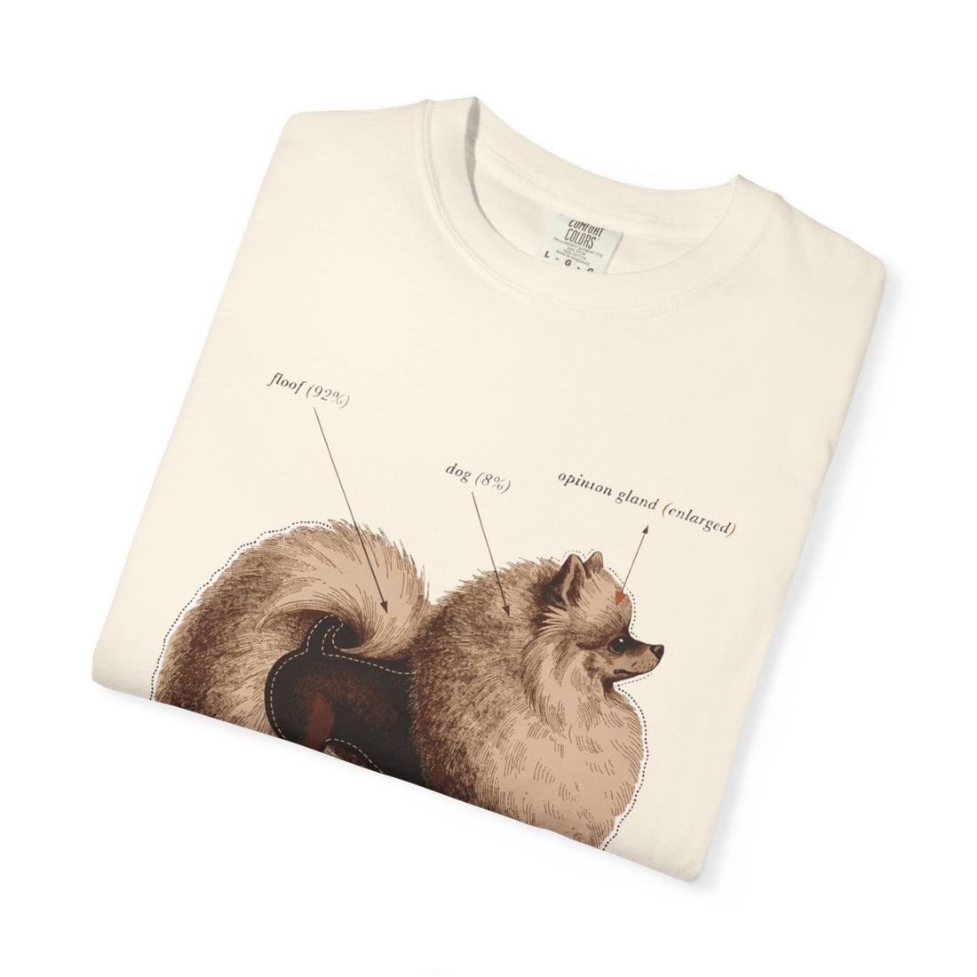Ivory — Folded | Pomeranian 'Mostly Floof' Garment-Dyed Tee