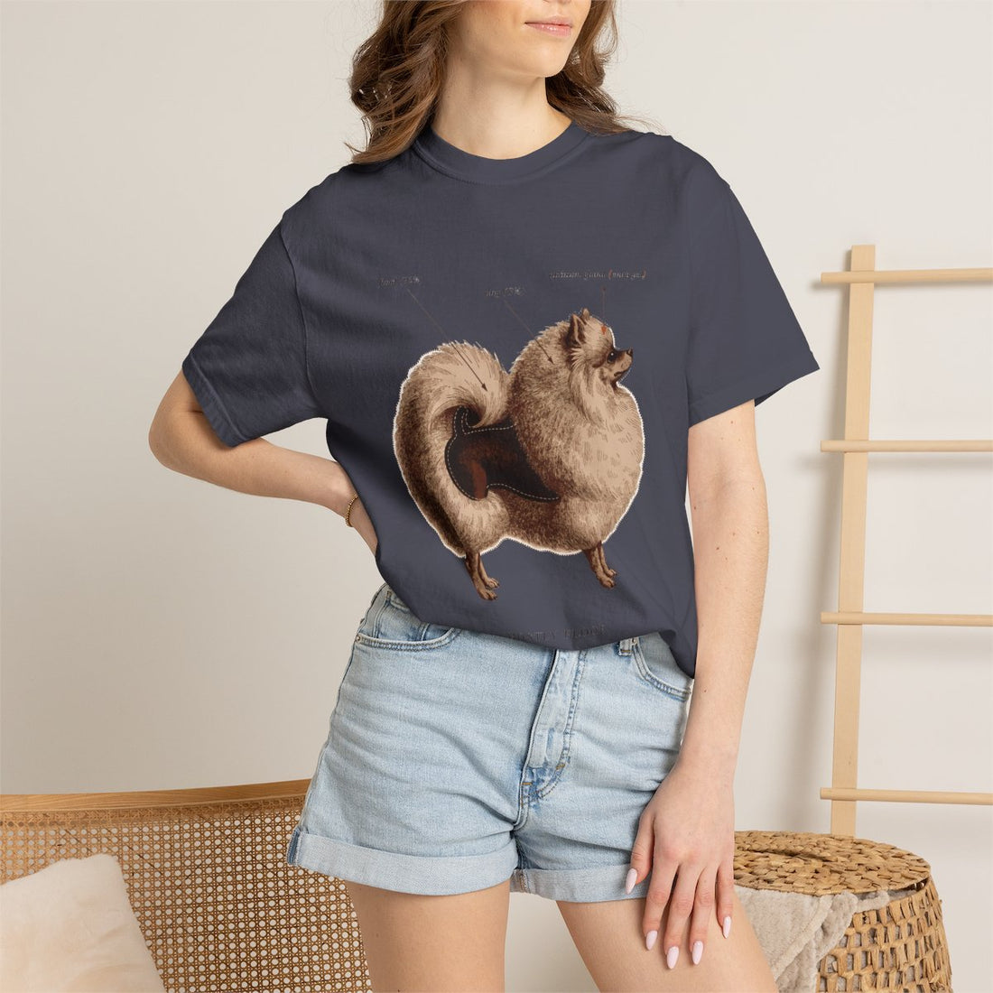 Navy — Lifestyle | Pomeranian 'Mostly Floof' Garment-Dyed Tee