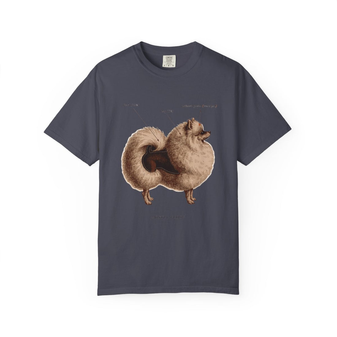 Navy — Front | Pomeranian 'Mostly Floof' Garment-Dyed Tee