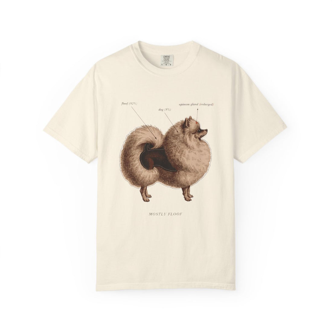 Ivory — Front | Pomeranian 'Mostly Floof' Garment-Dyed Tee