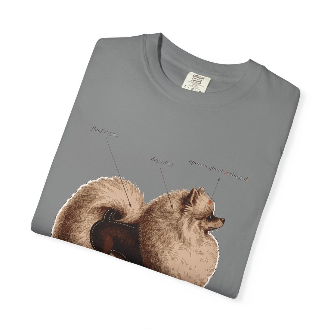 Grey — Folded | Pomeranian 'Mostly Floof' Garment-Dyed Tee