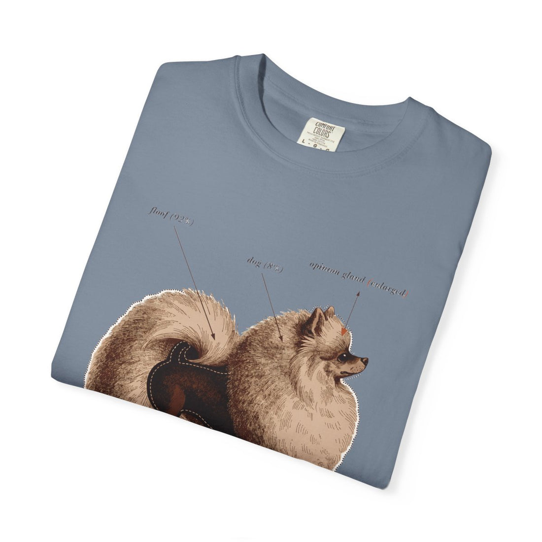 Blue Jean — Folded | Pomeranian 'Mostly Floof' Garment-Dyed Tee