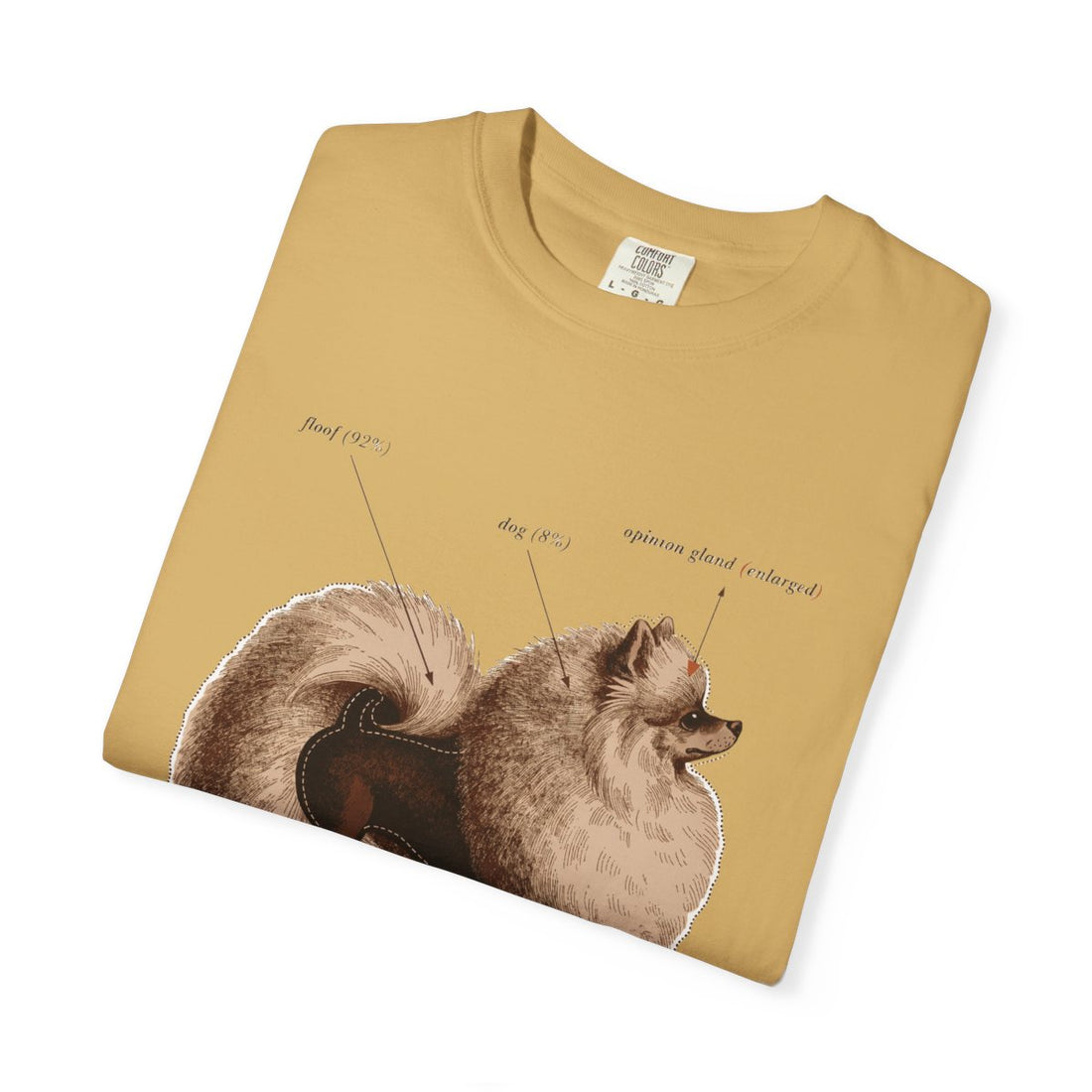 Mustard — Folded | Pomeranian 'Mostly Floof' Garment-Dyed Tee