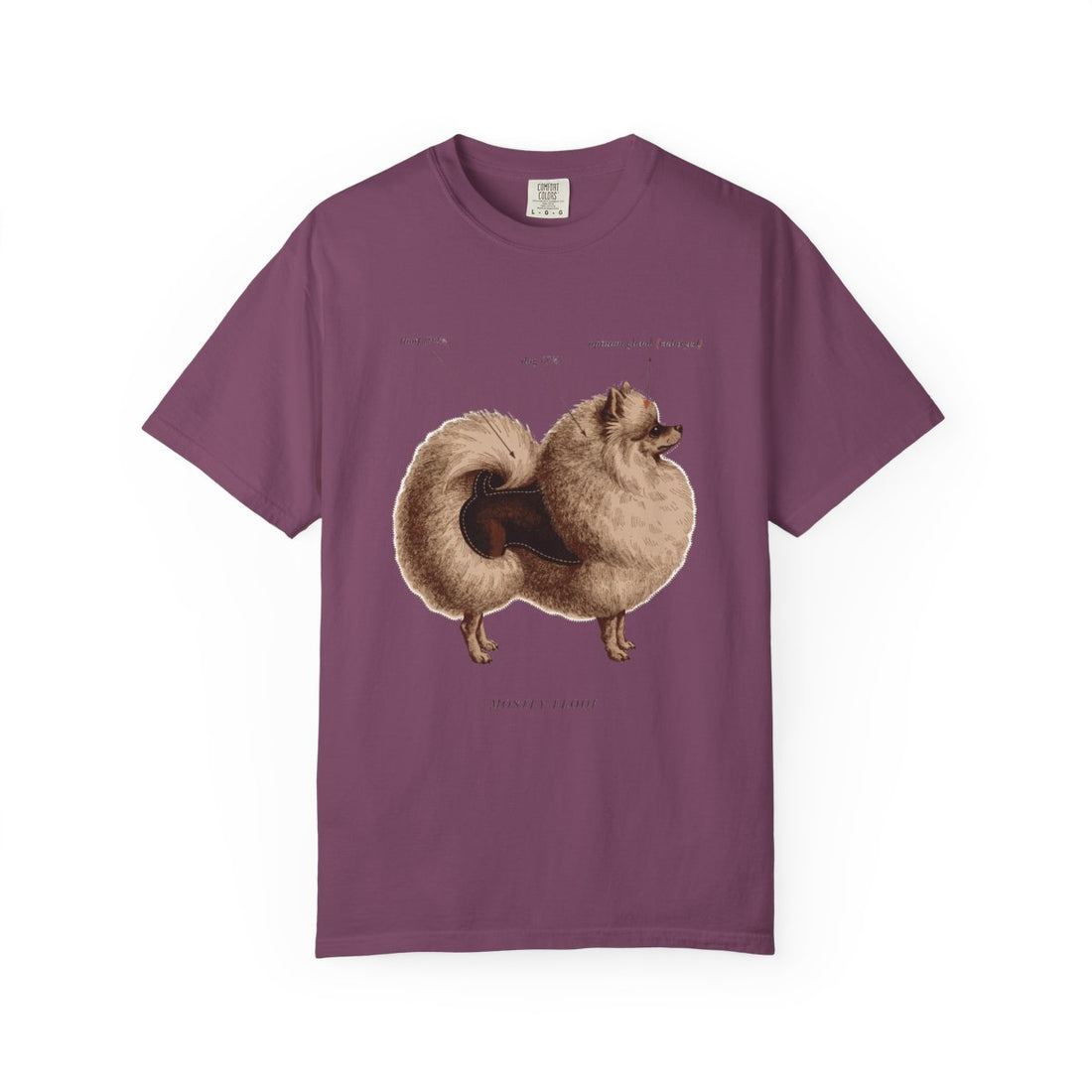 Berry — Front | Pomeranian 'Mostly Floof' Garment-Dyed Tee
