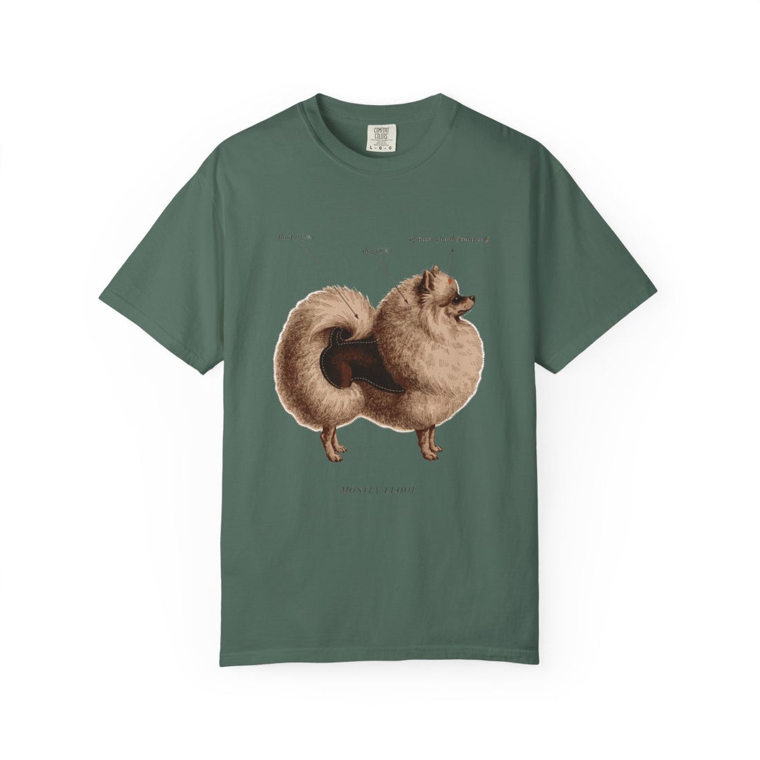 Blue Spruce — Front | Pomeranian 'Mostly Floof' Garment-Dyed Tee