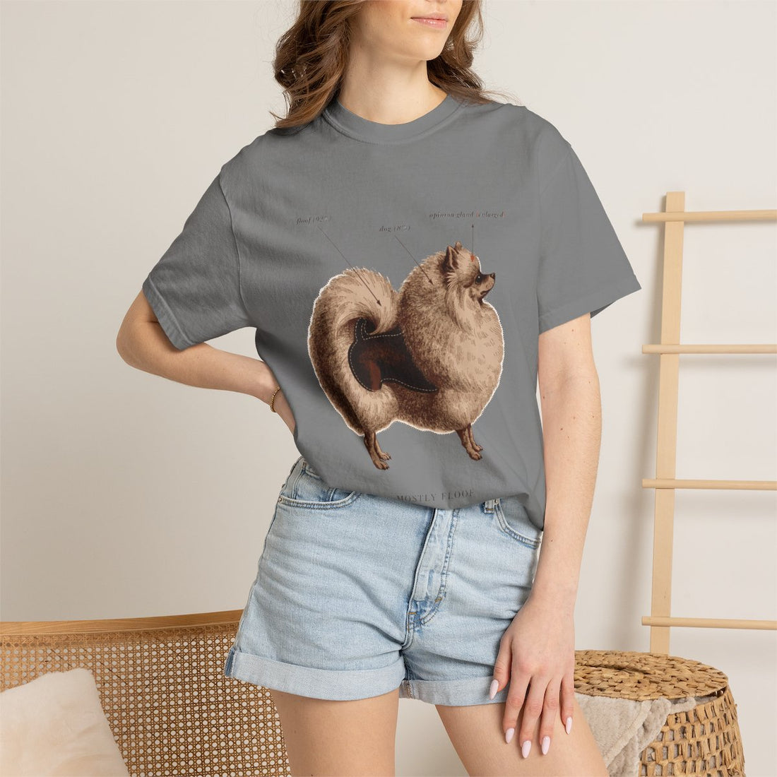 Grey — Lifestyle | Pomeranian 'Mostly Floof' Garment-Dyed Tee