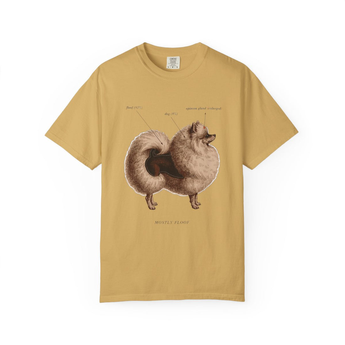Mustard — Front | Pomeranian 'Mostly Floof' Garment-Dyed Tee