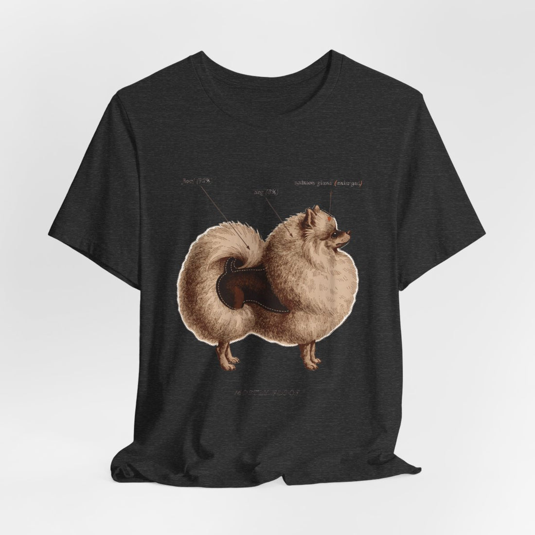 Dark Grey Heather — Hanging | Pomeranian 'Mostly Floof' Tee