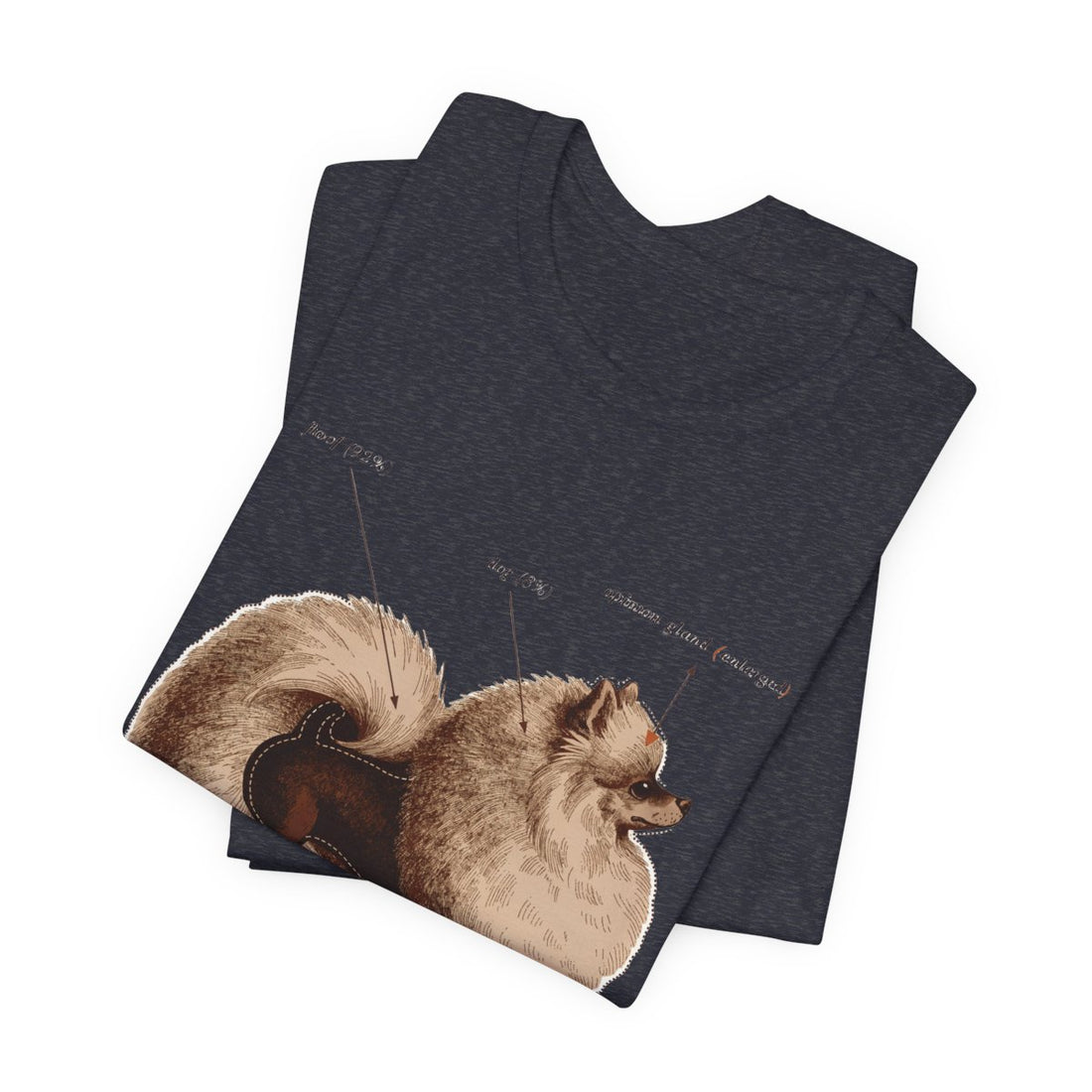 Heather Navy — Folded | Pomeranian 'Mostly Floof' Tee