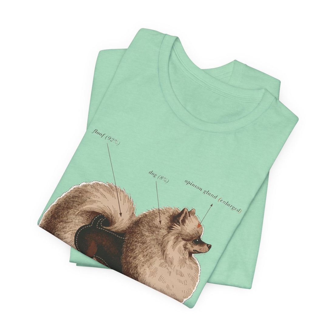 Heather Mint — Folded | Pomeranian 'Mostly Floof' Tee