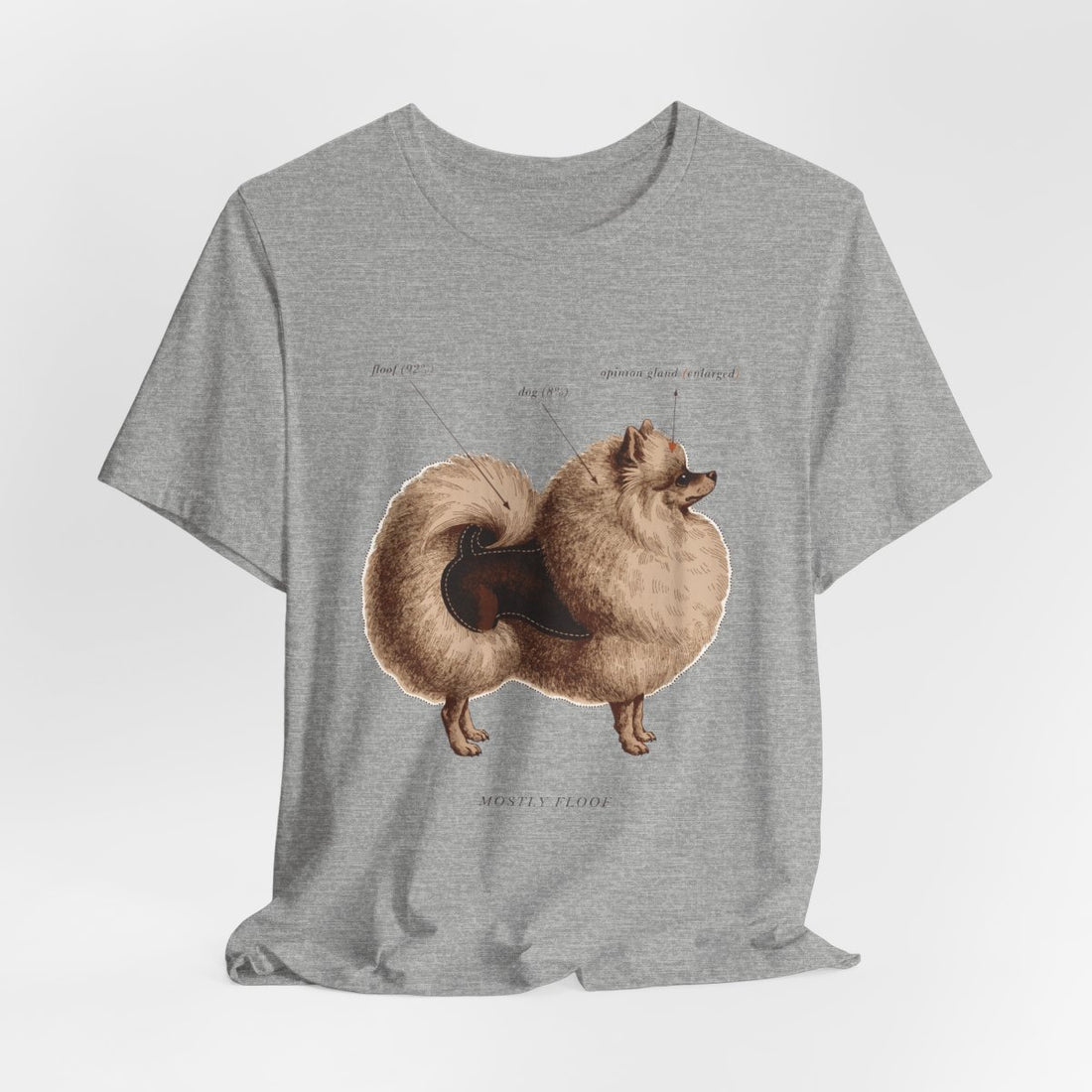 Athletic Heather — Hanging | Pomeranian 'Mostly Floof' Tee