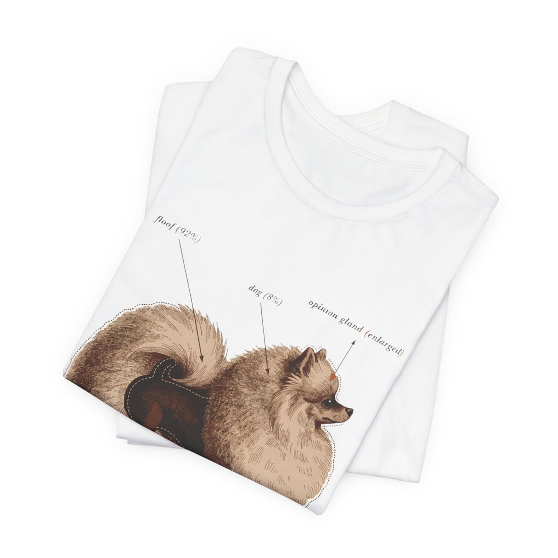 White — Folded | Pomeranian 'Mostly Floof' Tee