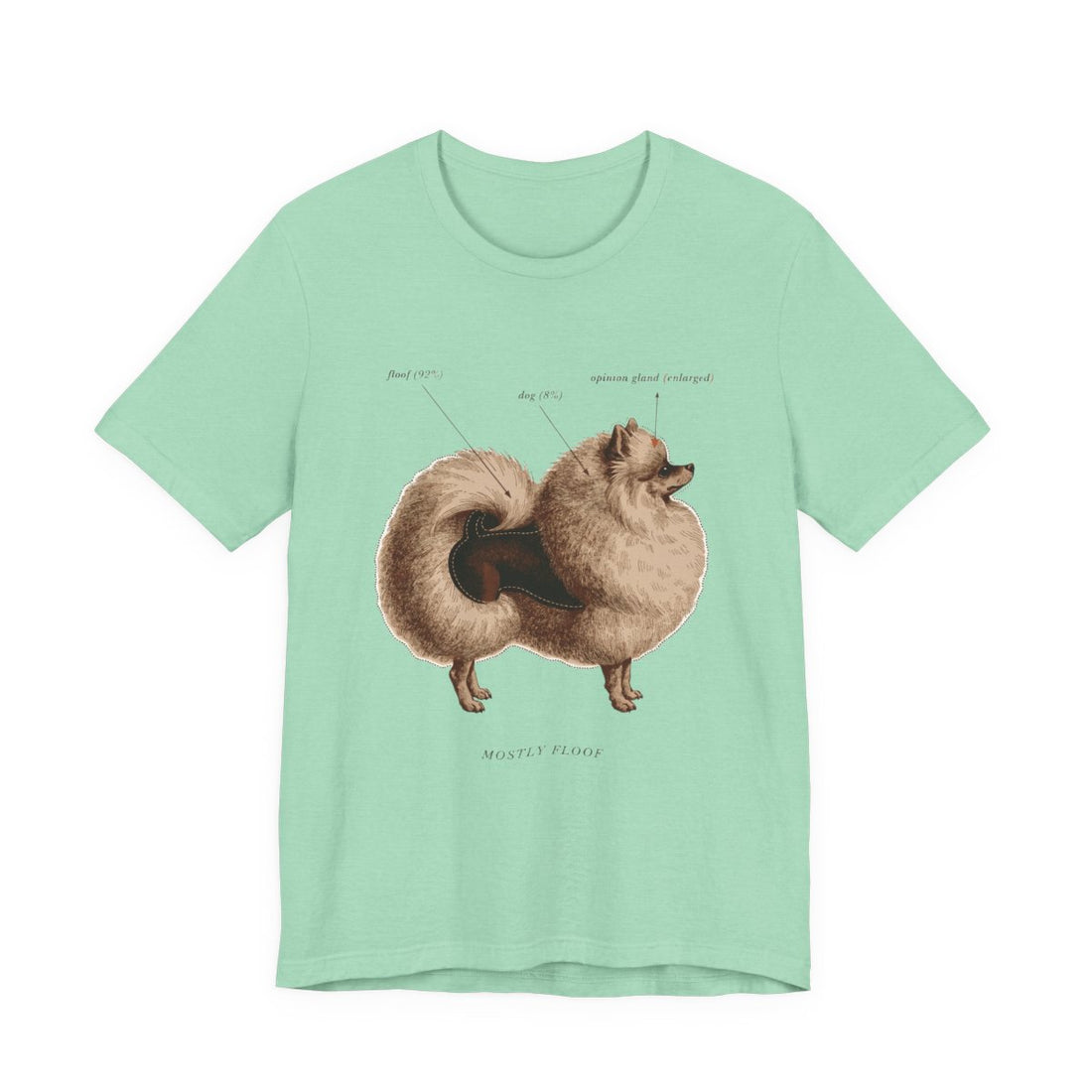 Heather Mint — Front | Pomeranian 'Mostly Floof' Tee