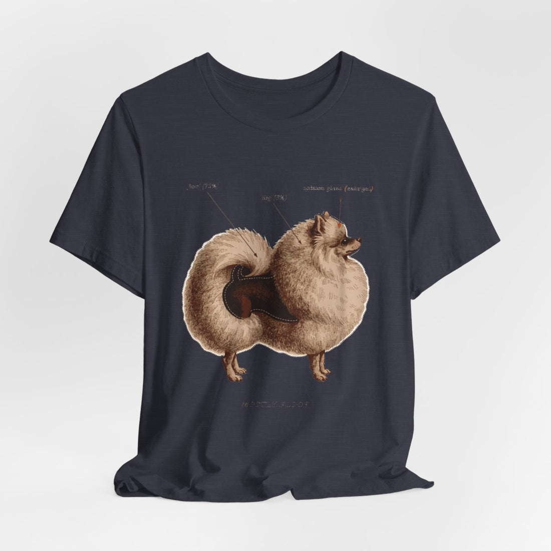 Heather Midnight Navy — Hanging | Pomeranian 'Mostly Floof' Tee