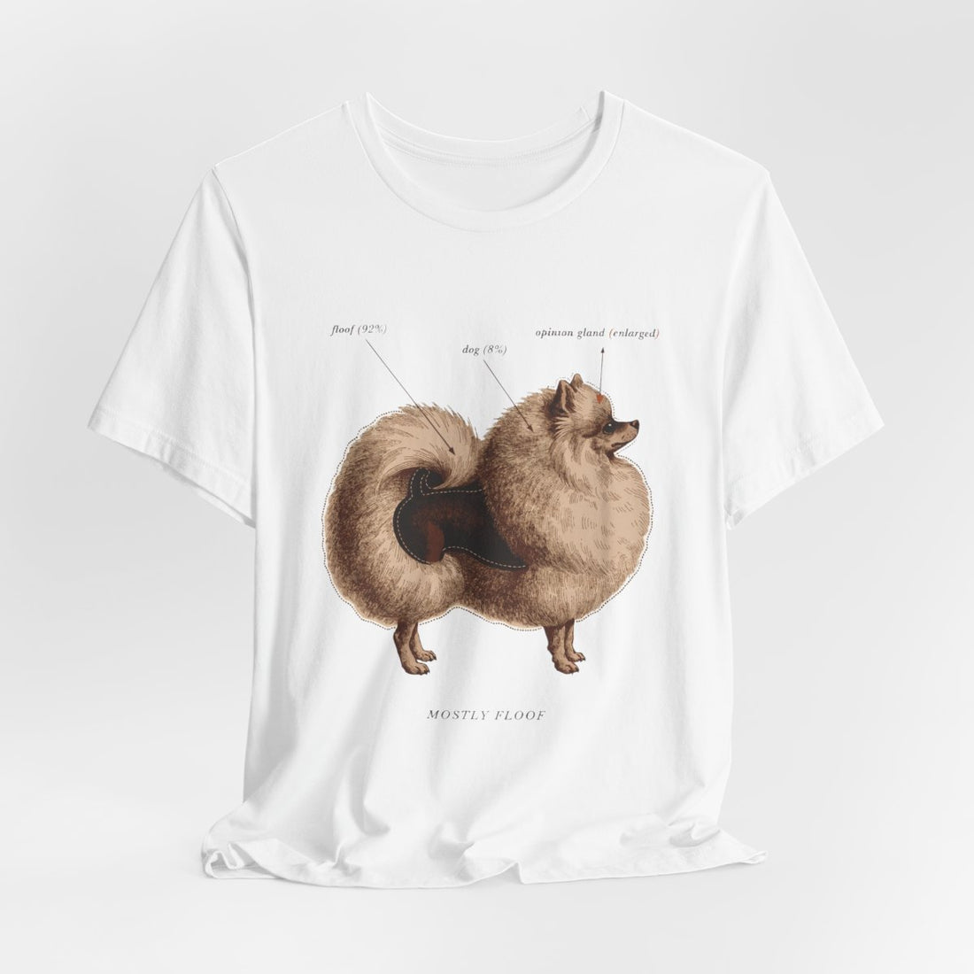 White — Hanging | Pomeranian 'Mostly Floof' Tee